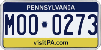 PA license plate MOO0273