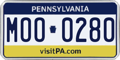 PA license plate MOO0280