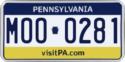 PA license plate MOO0281
