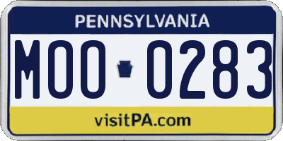 PA license plate MOO0283