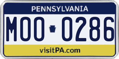 PA license plate MOO0286
