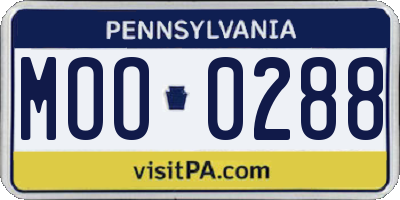 PA license plate MOO0288