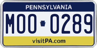 PA license plate MOO0289