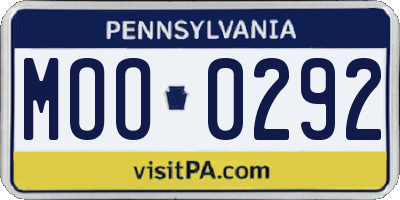 PA license plate MOO0292
