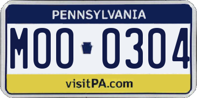 PA license plate MOO0304