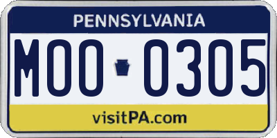 PA license plate MOO0305