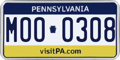 PA license plate MOO0308