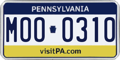 PA license plate MOO0310