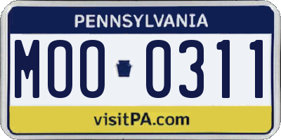 PA license plate MOO0311