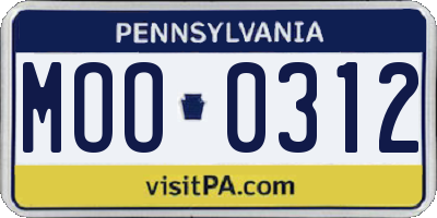 PA license plate MOO0312