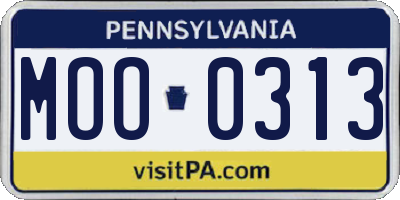 PA license plate MOO0313