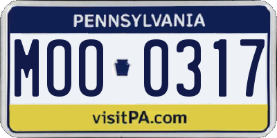 PA license plate MOO0317