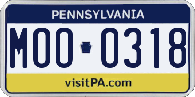 PA license plate MOO0318