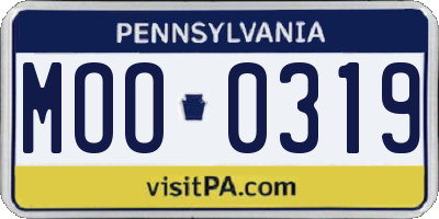PA license plate MOO0319