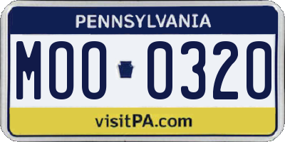 PA license plate MOO0320