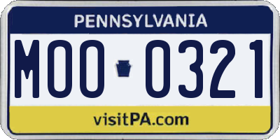 PA license plate MOO0321