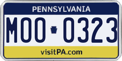 PA license plate MOO0323