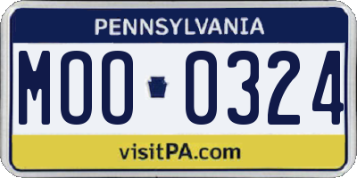 PA license plate MOO0324