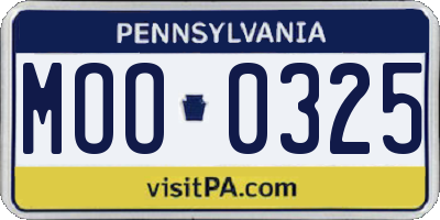 PA license plate MOO0325