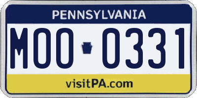 PA license plate MOO0331