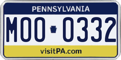 PA license plate MOO0332