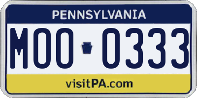 PA license plate MOO0333