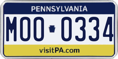 PA license plate MOO0334