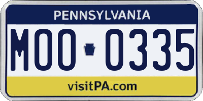 PA license plate MOO0335