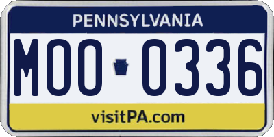PA license plate MOO0336