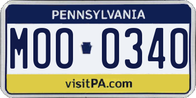 PA license plate MOO0340