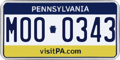 PA license plate MOO0343