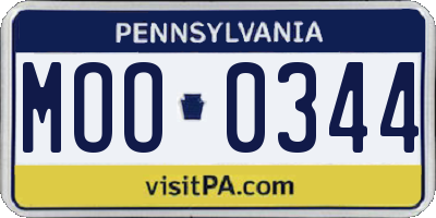 PA license plate MOO0344