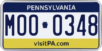 PA license plate MOO0348