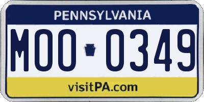 PA license plate MOO0349