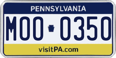 PA license plate MOO0350