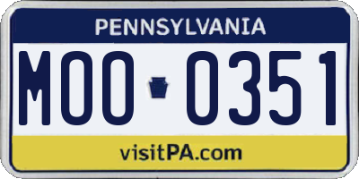 PA license plate MOO0351