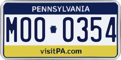 PA license plate MOO0354