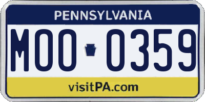 PA license plate MOO0359