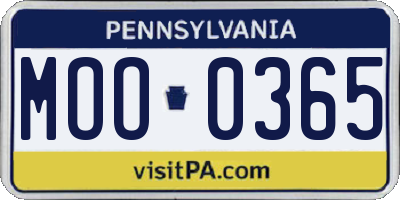 PA license plate MOO0365