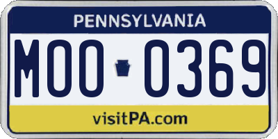 PA license plate MOO0369