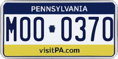 PA license plate MOO0370