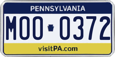 PA license plate MOO0372
