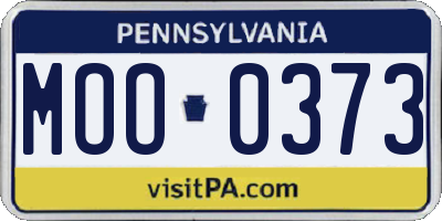 PA license plate MOO0373