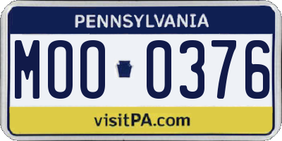 PA license plate MOO0376