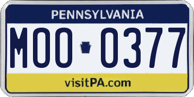 PA license plate MOO0377