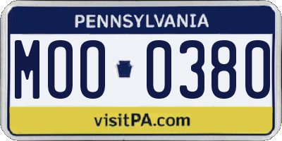 PA license plate MOO0380