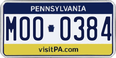 PA license plate MOO0384