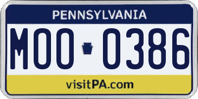 PA license plate MOO0386