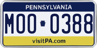 PA license plate MOO0388