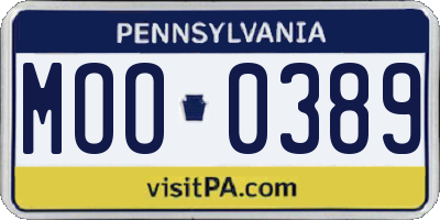 PA license plate MOO0389